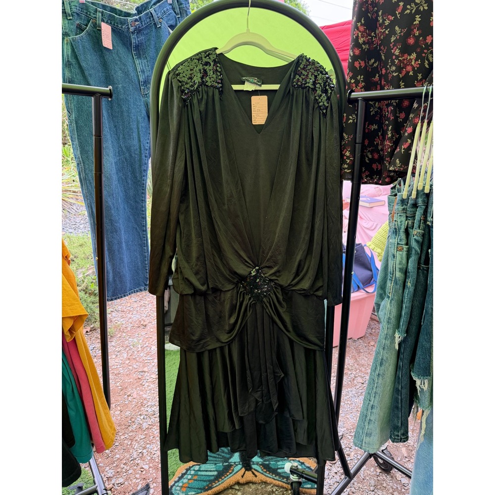 80s Vintage David Rose Black Sequin Beaded Dress